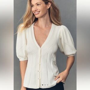 NWT Maeve Puff Sleeve Cashmere Blend Cardigan Sweater